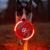 Orange LED Rechargeable Dog Flying Disc - Glow-in-the-Dark Pet Training Toy with Paw Design
