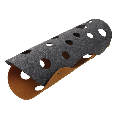 DIY Felt Cat Tunnel - Foldable Egg Roll-Shaped Pet Toy with Multiple Holes(Brown + Gray)