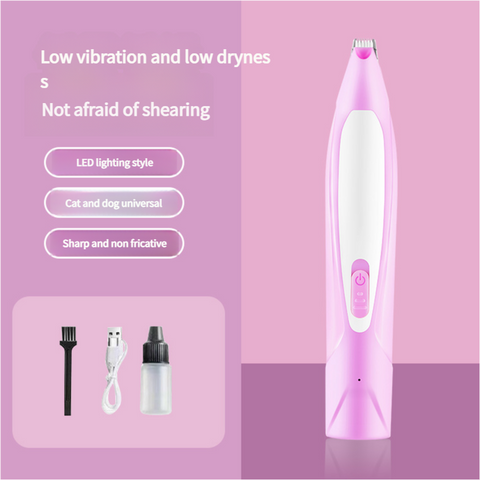 Electric Pet Hair Clipper with Type-C Charging, LED Light, and Grooming Accessories(Purple)