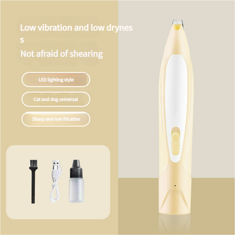 Electric Pet Hair Clipper with Type-C Charging, LED Light, and Grooming Accessories(yellow)
