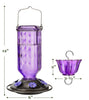 Elegant Hanging Hummingbird Feeder - Decorative Glass Nectar Bottle with Ant Moat, 6 Feeding Ports(Purple)