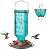Elegant Hanging Hummingbird Feeder - Decorative Glass Nectar Bottle with Ant Moat, 6 Feeding Ports(Green)