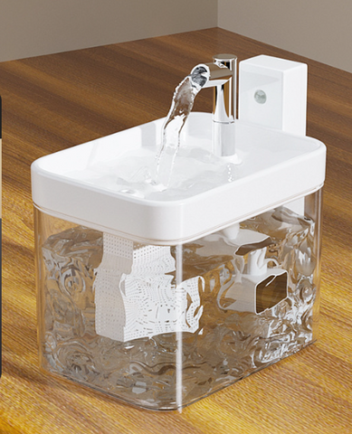 White Wireless Sensor Pet Water Fountain - 1.5L Automatic Filtered Dispenser