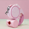 Pink 3M Retractable Dog Leash - Built-in LED Light (No Batteries) and Bag Holder
