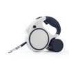 Blue and White 3M Retractable Dog Leash - Built-in LED Light (No Batteries) and Bag Holder