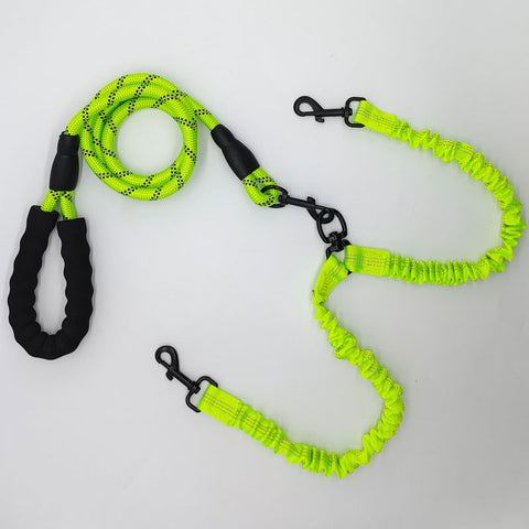Green Pet Double-Ended Rope + 1.5M Leash - Easy to walk two dogs, tangle-free design