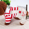 Red Cute Sailor Dog Outfit - Striped Shirt & Anchor Overalls for Small Dogs (Size : M )