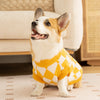Classic Argyle Dog Sweater - Yellow & White Knit for Corgis & Medium Breeds (Size : M)