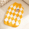 Classic Argyle Dog Sweater - Yellow & White Knit for Corgis & Medium Breeds (Size : L)