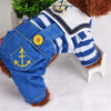 Blue Cute Sailor Dog Outfit - Striped Shirt & Anchor Overalls for Small Dogs (Size : XXL )