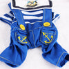Blue Cute Sailor Dog Outfit - Striped Shirt & Anchor Overalls for Small Dogs (Size : S )