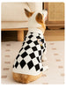 Classic Argyle Dog Sweater - Black & White Knit for Corgis & Medium Breeds (Size : L)