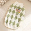 Classic Argyle Dog Sweater - Green & White Knit for Corgis & Medium Breeds (Size : L)