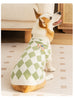 Classic Argyle Dog Sweater - Green & White Knit for Corgis & Medium Breeds (Size : S)
