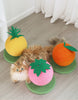 Pink Strawberry And Green Base Fun Fruit Shaped Sisal Cat Scratcher Ball - Durable Scratching Toy with Stable Base