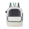 Beige And Green Spacious Pet Carrier Backpack with Clear Window - Comfortable Travel Bag for Cats & Small Dogs