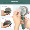 Green And Grey Dual-Sided Pet Grooming Brush - Self-Cleaning Slicker & Gentle Massage Bath Comb for Dogs & Cats