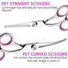 Pink and Silver Complete 5-Piece Pet Grooming Scissors Kit - Stainless Steel Straight, Curved & Thinning Shears with Comb & PU Case (6.0 Inch)
