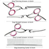 Pink and Silver Complete 5-Piece Pet Grooming Scissors Kit - Stainless Steel Straight, Curved & Thinning Shears with Comb & PU Case (6.0 Inch)