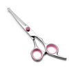 Pink and Silver Complete 5-Piece Pet Grooming Scissors Kit - Stainless Steel Straight, Curved & Thinning Shears with Comb & PU Case (6.0 Inch)