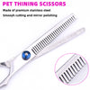 Blue and Silver Complete 5-Piece Pet Grooming Scissors Kit - Stainless Steel Straight, Curved & Thinning Shears with Comb & PU Case (6.0 Inch)