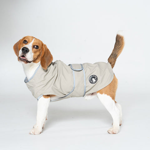 50# Grey Waterproof Reflective Dog Raincoat for Small to Large Dogs