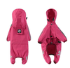 L Pink And Gray Trim Waterproof Four-Legged Dog Raincoat with Leash Hole for Small Breeds