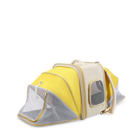 Expandable Pet Carrier Backpack for Cats & Small Dogs - Breathable Mesh, Multiple Entrances(yellow)