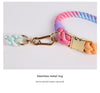 Handmade Gradient Rope Dog Collar & Leash Set - Colorful Braided Cotton (Light green - Size M)