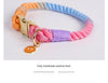 Handmade Gradient Rope Dog Collar & Leash Set - Colorful Braided Cotton (Pink - Size M)