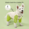 Colorblock (Beige blue) Dog Raincoat - Waterproof with Hood and Reflective Strips (Size S)