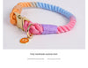 Handmade Rope Dog Collar and Leash Set - Colorful Woven Cotton Cotton (Wine red - Size XL)