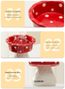 Red Adorable Mushroom Ceramic Elevated Cat Bowl - Anti-Vomiting & Spine Protecting Pet Feeder with Polka Dots